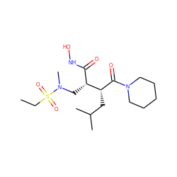 CCS(=O)(=O)N(C)C[C@H](C(=O)NO)[C@@H](CC(C)C)C(=O)N1CCCCC1 ZINC000026727060