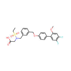 CCS(=O)(=O)N(CC(=O)O)Cc1cccc(COc2ccc(-c3cc(F)c(F)cc3OC)cc2)c1 ZINC000117783285