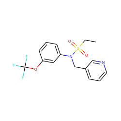 CCS(=O)(=O)N(Cc1cccnc1)c1cccc(OC(F)(F)F)c1 ZINC000026834997