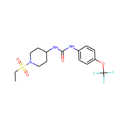 CCS(=O)(=O)N1CCC(NC(=O)Nc2ccc(OC(F)(F)F)cc2)CC1 ZINC000043192675