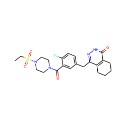 CCS(=O)(=O)N1CCN(C(=O)c2cc(Cc3n[nH]c(=O)c4c3CCCC4)ccc2F)CC1 ZINC000146699751