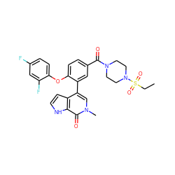 CCS(=O)(=O)N1CCN(C(=O)c2ccc(Oc3ccc(F)cc3F)c(-c3cn(C)c(=O)c4[nH]ccc34)c2)CC1 ZINC000146769449