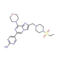 CCS(=O)(=O)N1CCN(Cc2cn3cc(-c4cnc(N)nc4)nc(N4CCOCC4)c3n2)CC1 ZINC000084730767