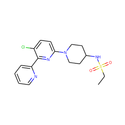 CCS(=O)(=O)NC1CCN(c2ccc(Cl)c(-c3ccccn3)n2)CC1 ZINC000146897940