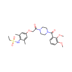 CCS(=O)(=O)Nc1c(C)cc(OCC(=O)N2CCN(C(=O)c3cccc(OC)c3OC)CC2)cc1C ZINC000653834560