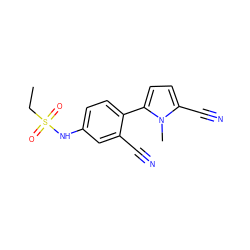 CCS(=O)(=O)Nc1ccc(-c2ccc(C#N)n2C)c(C#N)c1 ZINC000034949398