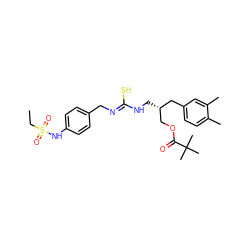 CCS(=O)(=O)Nc1ccc(C/N=C(\S)NC[C@@H](COC(=O)C(C)(C)C)Cc2ccc(C)c(C)c2)cc1 ZINC000013523870