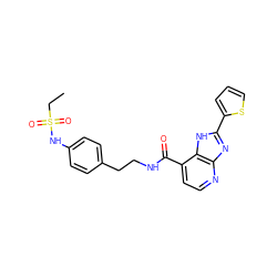 CCS(=O)(=O)Nc1ccc(CCNC(=O)c2ccnc3nc(-c4cccs4)[nH]c23)cc1 ZINC000084651897