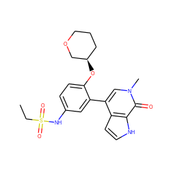 CCS(=O)(=O)Nc1ccc(O[C@@H]2CCCOC2)c(-c2cn(C)c(=O)c3[nH]ccc23)c1 ZINC000146781607