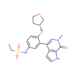 CCS(=O)(=O)Nc1ccc(O[C@@H]2CCOC2)c(-c2cn(C)c(=O)c3[nH]ccc23)c1 ZINC000146675707