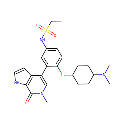 CCS(=O)(=O)Nc1ccc(OC2CCC(N(C)C)CC2)c(-c2cn(C)c(=O)c3[nH]ccc23)c1 ZINC001772603722