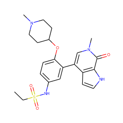 CCS(=O)(=O)Nc1ccc(OC2CCN(C)CC2)c(-c2cn(C)c(=O)c3[nH]ccc23)c1 ZINC001772598553