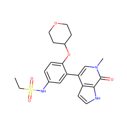 CCS(=O)(=O)Nc1ccc(OC2CCOCC2)c(-c2cn(C)c(=O)c3[nH]ccc23)c1 ZINC000146685627