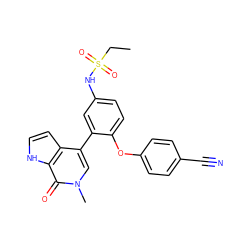 CCS(=O)(=O)Nc1ccc(Oc2ccc(C#N)cc2)c(-c2cn(C)c(=O)c3[nH]ccc23)c1 ZINC000146706632