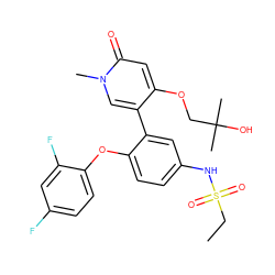 CCS(=O)(=O)Nc1ccc(Oc2ccc(F)cc2F)c(-c2cn(C)c(=O)cc2OCC(C)(C)O)c1 ZINC000217695229