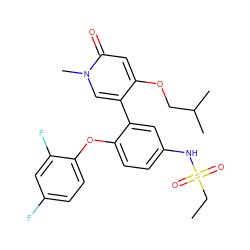 CCS(=O)(=O)Nc1ccc(Oc2ccc(F)cc2F)c(-c2cn(C)c(=O)cc2OCC(C)C)c1 ZINC000217361657