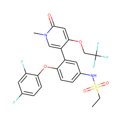 CCS(=O)(=O)Nc1ccc(Oc2ccc(F)cc2F)c(-c2cn(C)c(=O)cc2OCC(F)(F)F)c1 ZINC000217418198