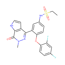 CCS(=O)(=O)Nc1ccc(Oc2ccc(F)cc2F)c(-c2nn(C)c(=O)c3[nH]ccc23)c1 ZINC000146702343