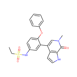 CCS(=O)(=O)Nc1ccc(Oc2ccccc2)c(-c2cn(C)c(=O)c3[nH]ccc23)c1 ZINC000146709503