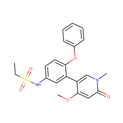 CCS(=O)(=O)Nc1ccc(Oc2ccccc2)c(-c2cn(C)c(=O)cc2OC)c1 ZINC001772650770