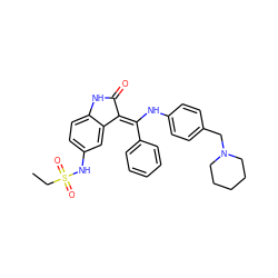 CCS(=O)(=O)Nc1ccc2c(c1)/C(=C(/Nc1ccc(CN3CCCCC3)cc1)c1ccccc1)C(=O)N2 ZINC000003944221