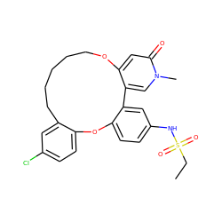 CCS(=O)(=O)Nc1ccc2c(c1)-c1cn(C)c(=O)cc1OCCCCCc1cc(Cl)ccc1O2 ZINC001772632120