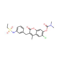 CCS(=O)(=O)Nc1cccc(Cc2c(C)c3cc(Cl)c(OC(=O)N(C)C)cc3oc2=O)c1 ZINC000103283480