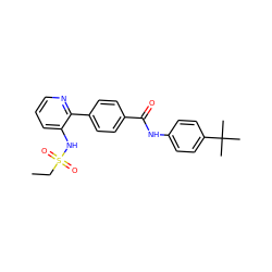 CCS(=O)(=O)Nc1cccnc1-c1ccc(C(=O)Nc2ccc(C(C)(C)C)cc2)cc1 ZINC000038149570