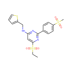 CCS(=O)(=O)c1cc(NCc2cccs2)nc(-c2ccc(S(C)(=O)=O)cc2)n1 ZINC000029132657