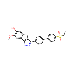 CCS(=O)(=O)c1ccc(-c2ccc(-c3n[nH]c4c3Cc3cc(O)c(OC)cc3-4)cc2)cc1 ZINC000063539273