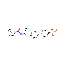 CCS(=O)(=O)c1ccc(-c2ccc(C[C@@H](C#N)NC(=O)[C@H]3NC4CCC3CC4)cc2)cc1 ZINC000169709129