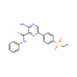 CCS(=O)(=O)c1ccc(-c2cnc(N)c(C(=O)Nc3ccccc3)n2)cc1 ZINC000071277204