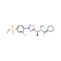 CCS(=O)(=O)c1ccc(-c2noc([C@H](C)[C@H](N)C(F)=C3CCCC3)n2)c(Cl)c1 ZINC000029126727