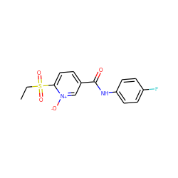 CCS(=O)(=O)c1ccc(C(=O)Nc2ccc(F)cc2)c[n+]1[O-] ZINC000029571282