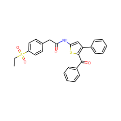 CCS(=O)(=O)c1ccc(CC(=O)Nc2cc(-c3ccccc3)c(C(=O)c3ccccc3)s2)cc1 ZINC000103233620