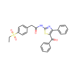 CCS(=O)(=O)c1ccc(CC(=O)Nc2nc(-c3ccccc3)c(C(=O)c3ccccc3)s2)cc1 ZINC000009616151