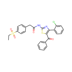 CCS(=O)(=O)c1ccc(CC(=O)Nc2nc(-c3ccccc3Cl)c(C(=O)c3ccccc3)s2)cc1 ZINC000103232882