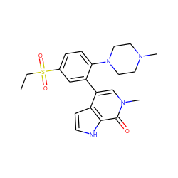 CCS(=O)(=O)c1ccc(N2CCN(C)CC2)c(-c2cn(C)c(=O)c3[nH]ccc23)c1 ZINC000146315968