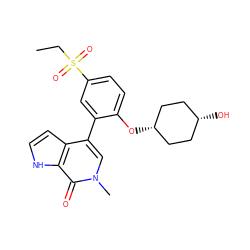 CCS(=O)(=O)c1ccc(O[C@H]2CC[C@@H](O)CC2)c(-c2cn(C)c(=O)c3[nH]ccc23)c1 ZINC000146403085