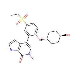 CCS(=O)(=O)c1ccc(O[C@H]2CC[C@H](O)CC2)c(-c2cn(C)c(=O)c3[nH]ccc23)c1 ZINC000146401268