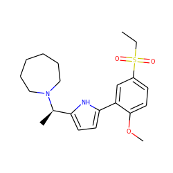 CCS(=O)(=O)c1ccc(OC)c(-c2ccc([C@@H](C)N3CCCCCC3)[nH]2)c1 ZINC000028242725