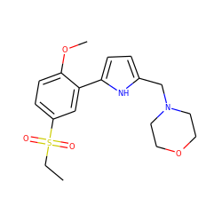 CCS(=O)(=O)c1ccc(OC)c(-c2ccc(CN3CCOCC3)[nH]2)c1 ZINC000028241992