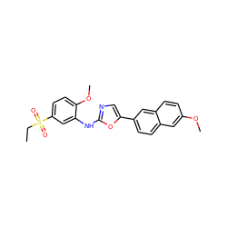 CCS(=O)(=O)c1ccc(OC)c(Nc2ncc(-c3ccc4cc(OC)ccc4c3)o2)c1 ZINC000082720334