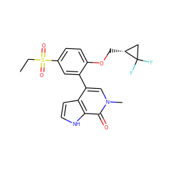 CCS(=O)(=O)c1ccc(OC[C@@H]2CC2(F)F)c(-c2cn(C)c(=O)c3[nH]ccc23)c1 ZINC000146414788