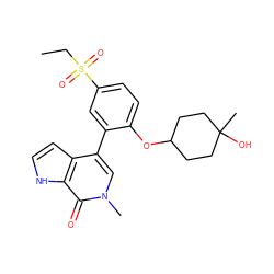 CCS(=O)(=O)c1ccc(OC2CCC(C)(O)CC2)c(-c2cn(C)c(=O)c3[nH]ccc23)c1 ZINC000145323467