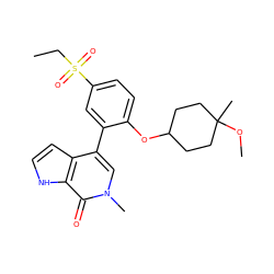 CCS(=O)(=O)c1ccc(OC2CCC(C)(OC)CC2)c(-c2cn(C)c(=O)c3[nH]ccc23)c1 ZINC000146717462