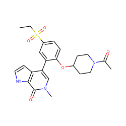 CCS(=O)(=O)c1ccc(OC2CCN(C(C)=O)CC2)c(-c2cn(C)c(=O)c3[nH]ccc23)c1 ZINC000146408999