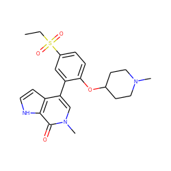 CCS(=O)(=O)c1ccc(OC2CCN(C)CC2)c(-c2cn(C)c(=O)c3[nH]ccc23)c1 ZINC000146336415