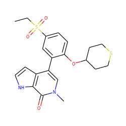 CCS(=O)(=O)c1ccc(OC2CCSCC2)c(-c2cn(C)c(=O)c3[nH]ccc23)c1 ZINC000146402454