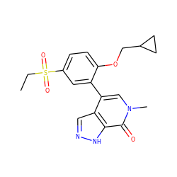 CCS(=O)(=O)c1ccc(OCC2CC2)c(-c2cn(C)c(=O)c3[nH]ncc23)c1 ZINC000146292496